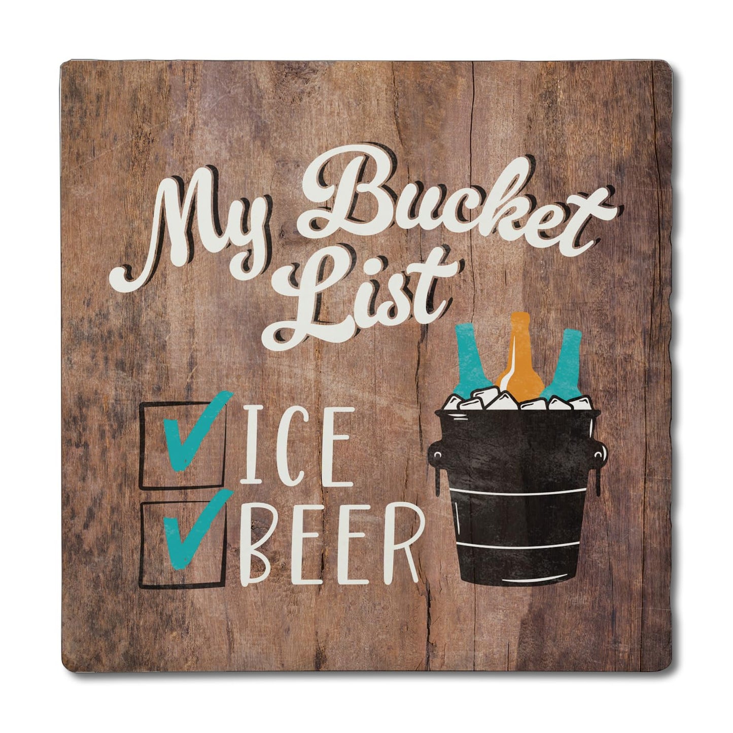Thirstystone Beer List Single Tumbled Tile Stone Coaster with Protective Cork Backing Manufactured in The USA 4" Square, Artistic, Easily Wipes Clean