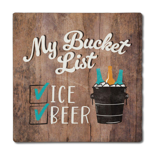 Thirstystone Beer List Single Tumbled Tile Stone Coaster with Protective Cork Backing Manufactured in The USA 4" Square, Artistic, Easily Wipes Clean