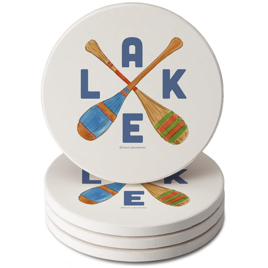 Thirstystone Lake Living 4 Pack Round Absorbent Stone Coasters 4" Diameter Manufactured in the USA