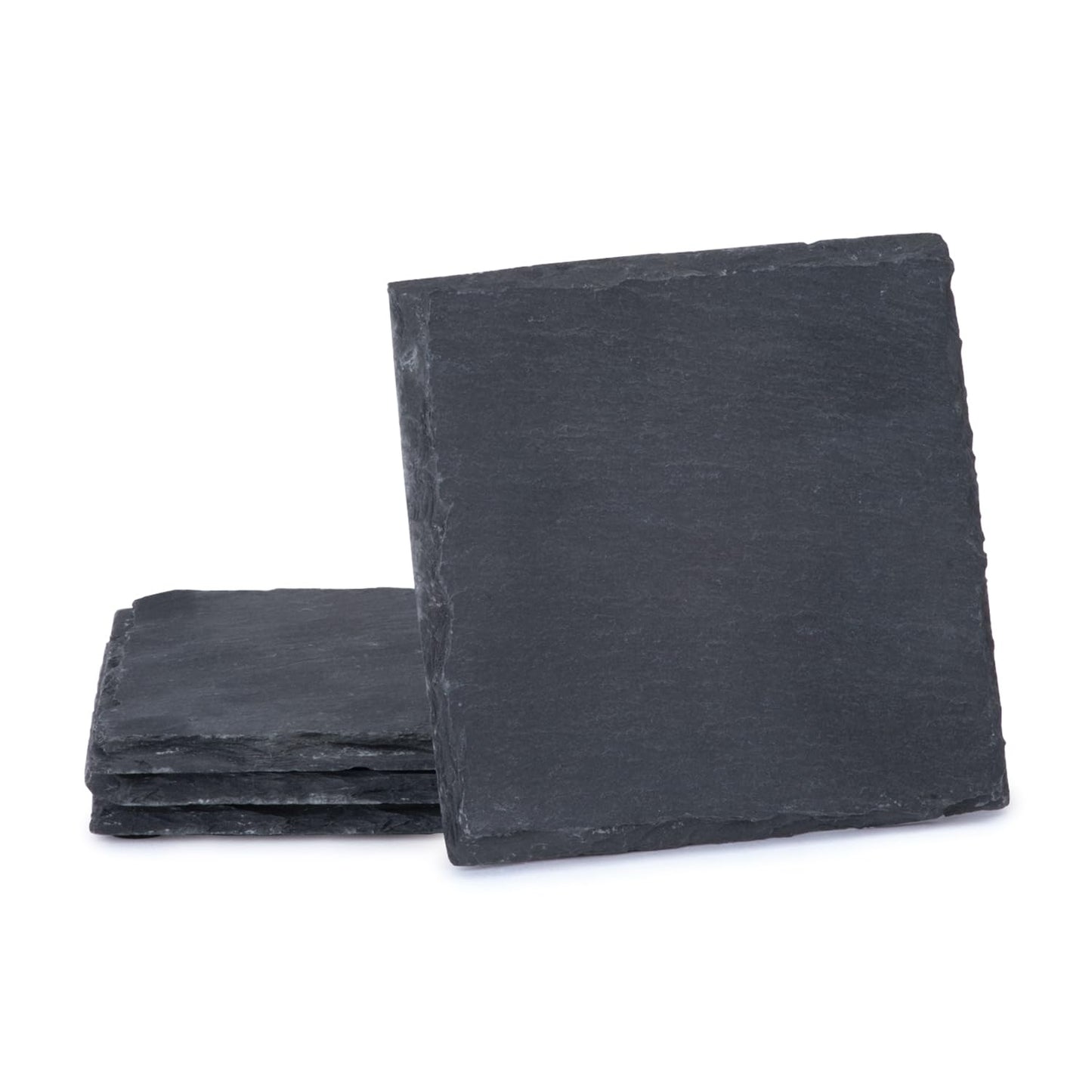 Thirstystone 4 Pack Natural Gray Slate Coasters with Protective Backing Elegant, Heat Tolerant, Easily Wipes Clean