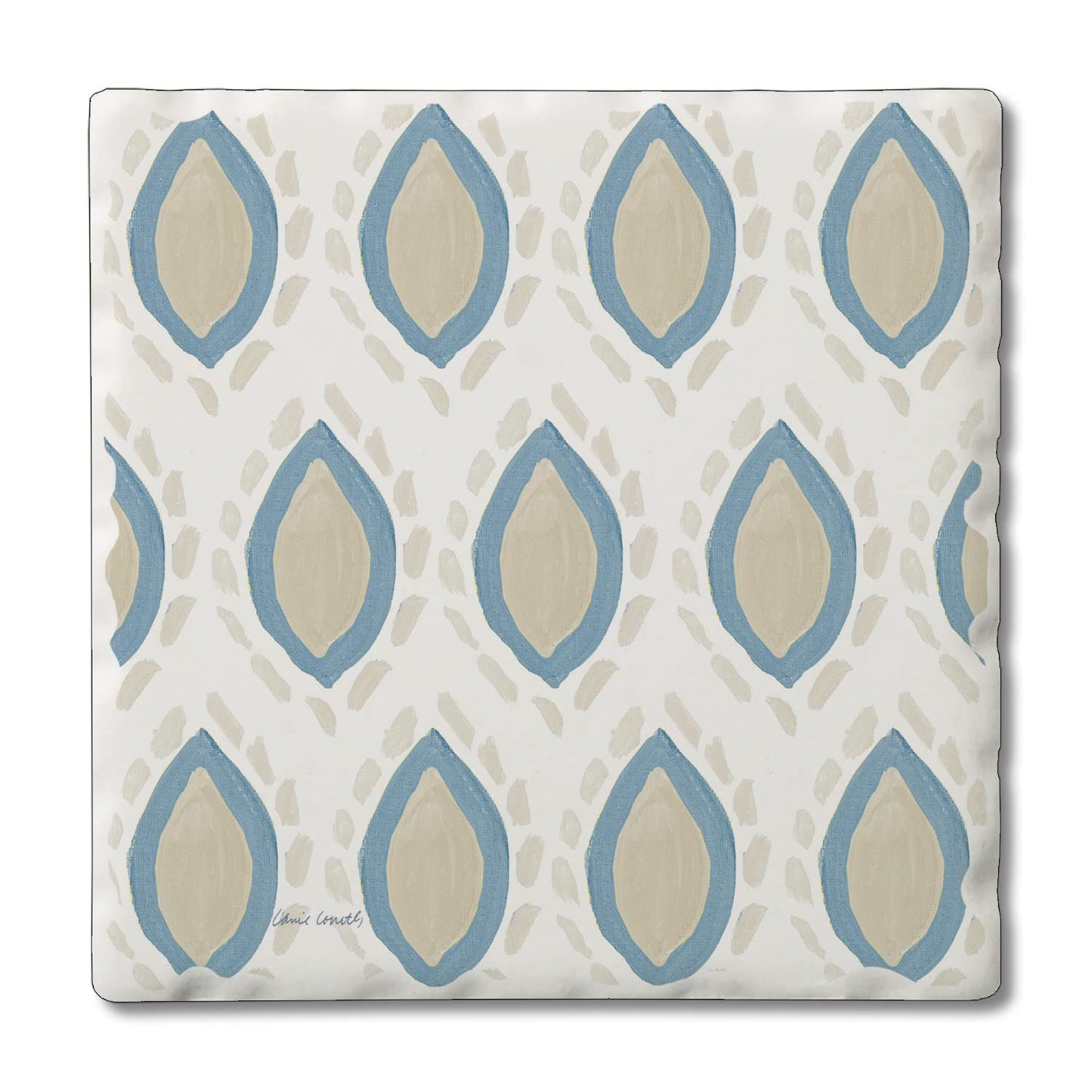 Thirstystone Coastal Flare Single Tumbled Tile Stone Coaster with Protective Cork Backing Manufactured in The USA 4" Square, Colorful, Artistiic, Easily Wipes Clean