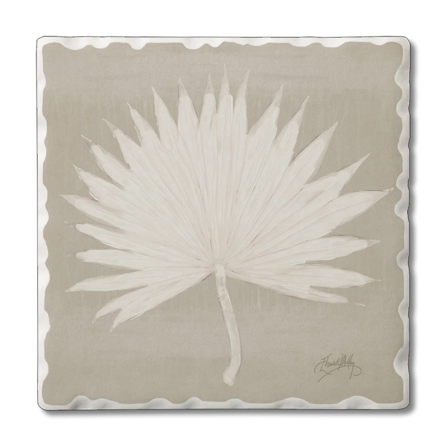 Thirstystone Fan Palm I Single Tumbled Tile Stone Coaster with Protective Cork Backing Manufactured in The USA 4" Square, Colorful, Artistiic, Easily Wipes Clean