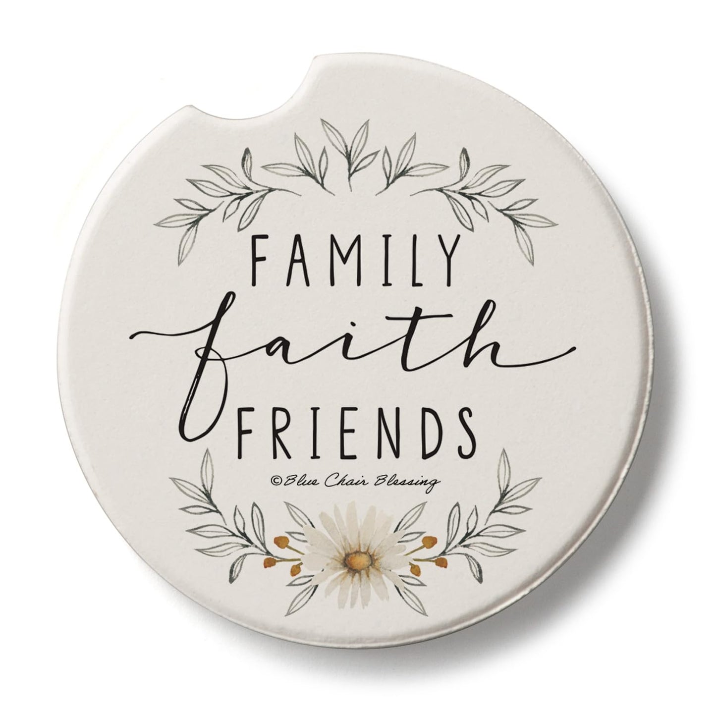Thirstystone Family Faith Friends Single Absorbent Stone Coaster for Vehicle Cup Holder 2.6” Diameter Manufactured in The USA