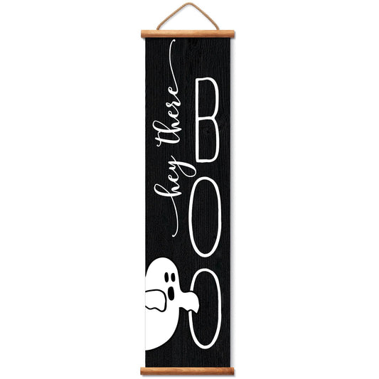 Hey Boo Welcome Indoor/Outdoor Vinyl Hanging Entryway Sign Made in the USA