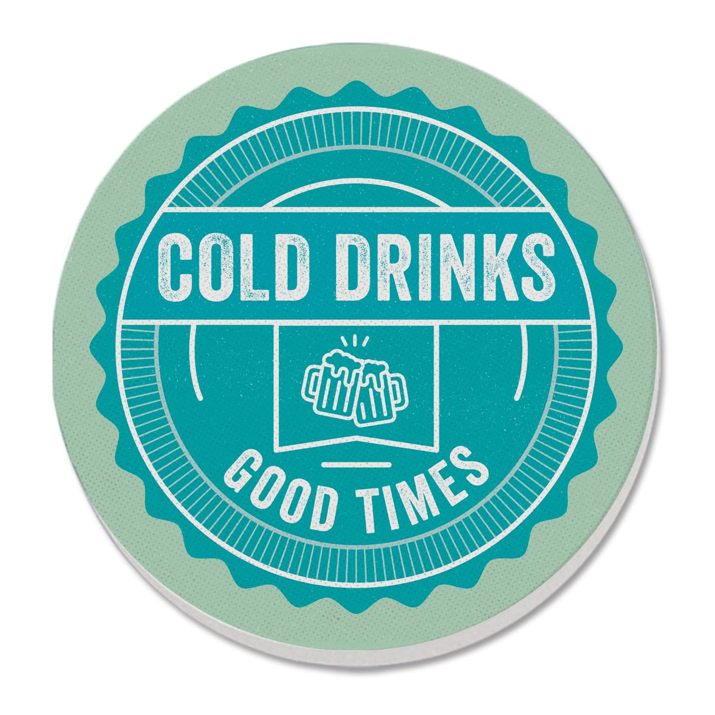Thirstystone Cold Drinks Single Round Absorbent Stone Coaster with Protective Cork Backing Manufactured in The USA 4" Diameter
