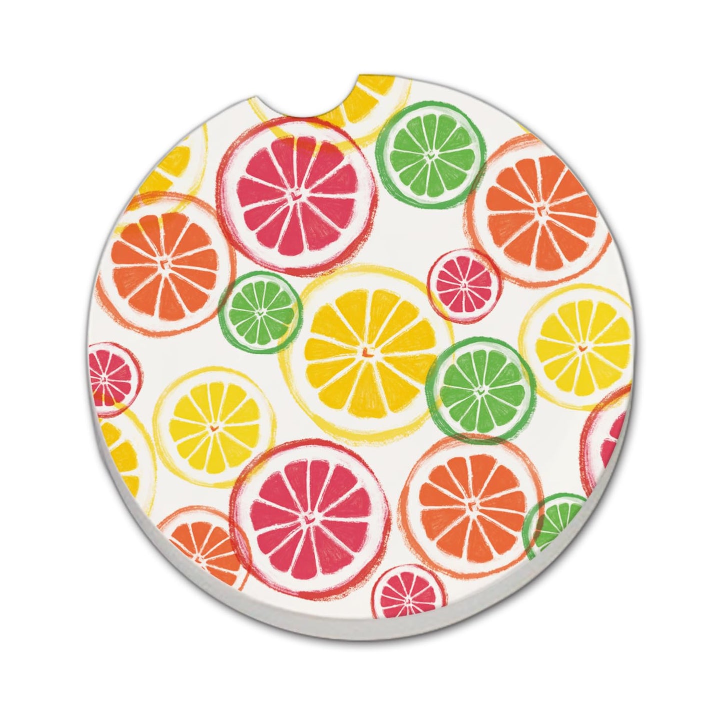 Thirstystone Fruit Slices Single Absorbent Stone Coaster for Vehicle Cup Holder 2.6” Diameter Manufactured in The USA