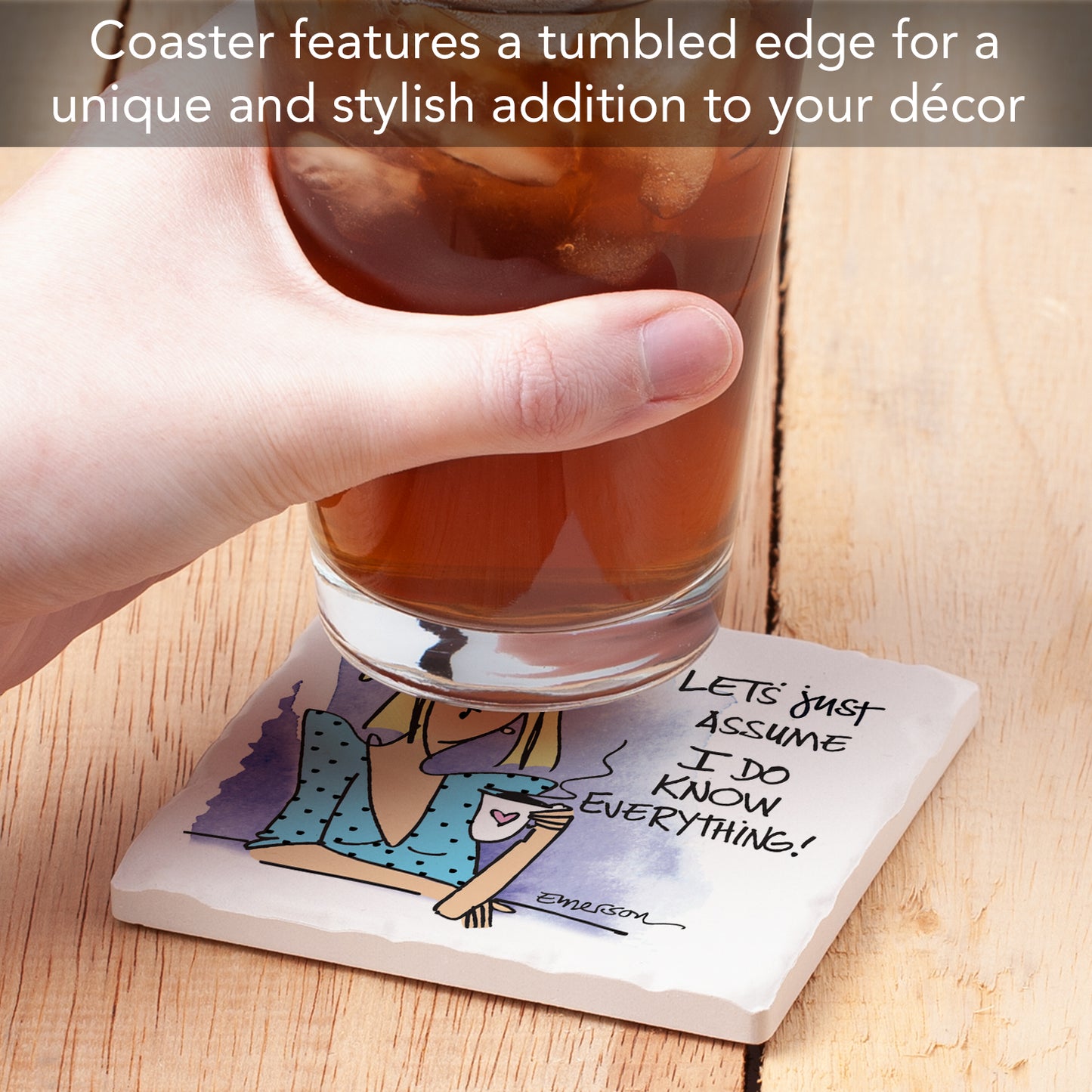 Thirstystone Just Assume Single Tumbled Tile Coaster Collection Manufactured in The USA Humorous, Stylish, Single Coasters Allow You to Create Own Set (Just Assume)