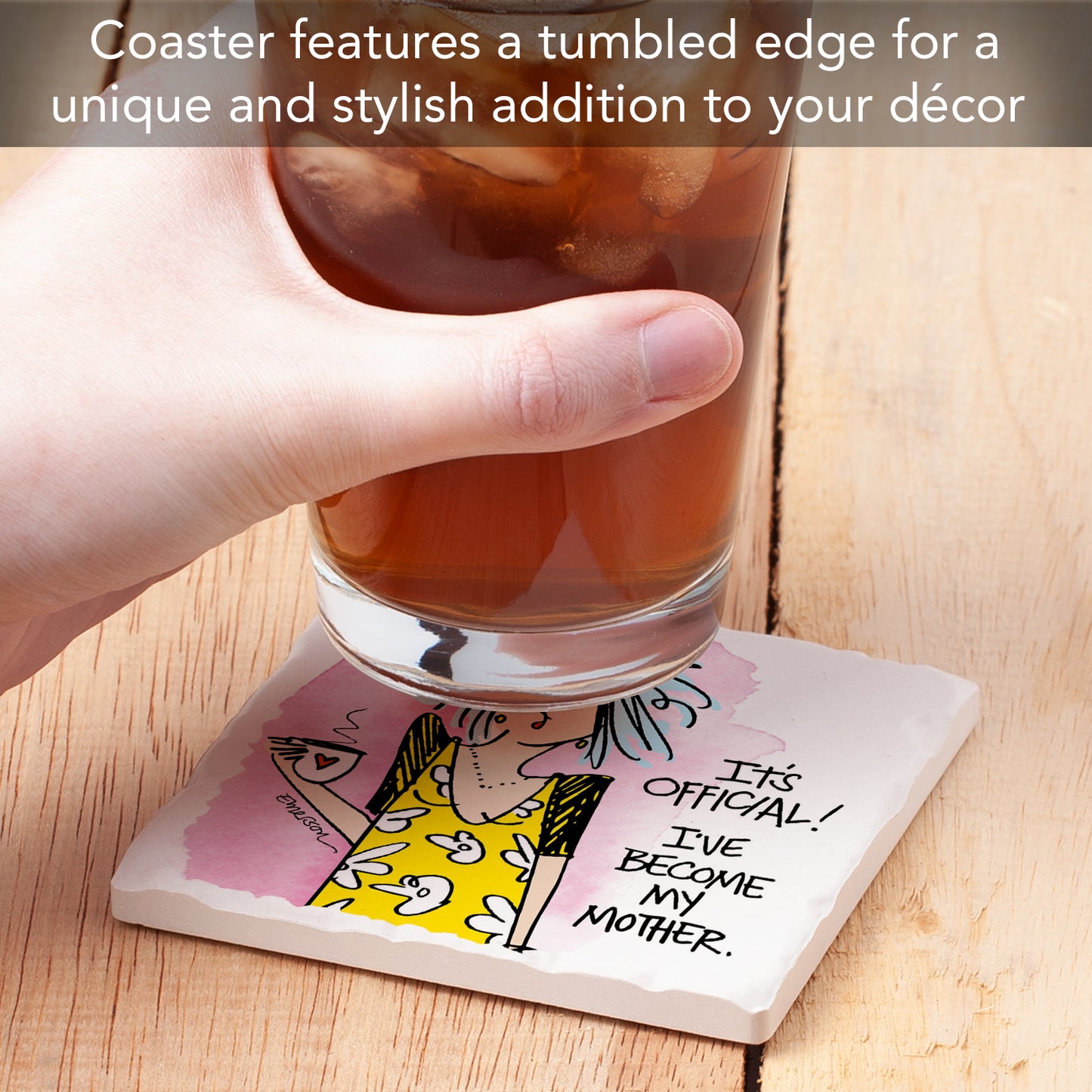 Thirstystone Become My Mother Single Tumbled Tile Coaster Manufactured in The USA Humorous, Stylish, Single Coasters Allow You to Create Your Own Set