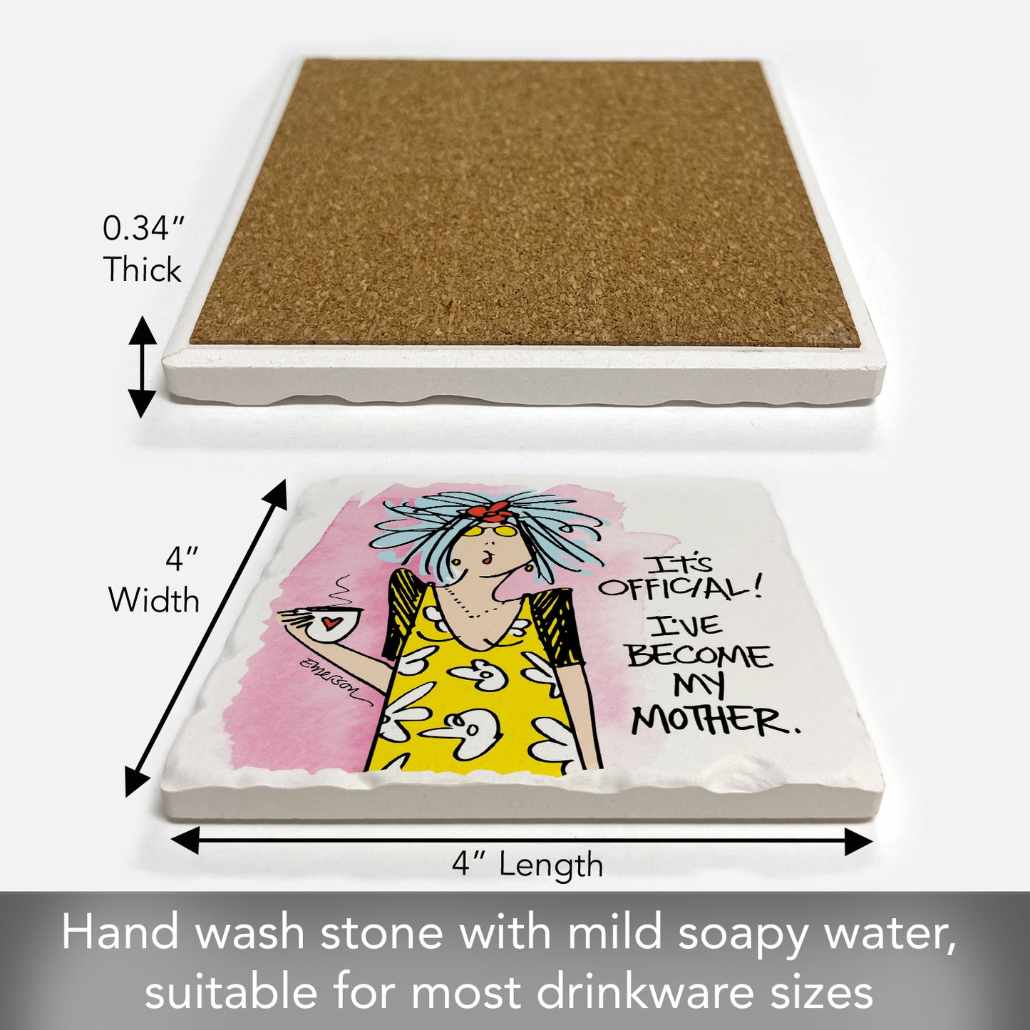Thirstystone Become My Mother Single Tumbled Tile Coaster Manufactured in The USA Humorous, Stylish, Single Coasters Allow You to Create Your Own Set
