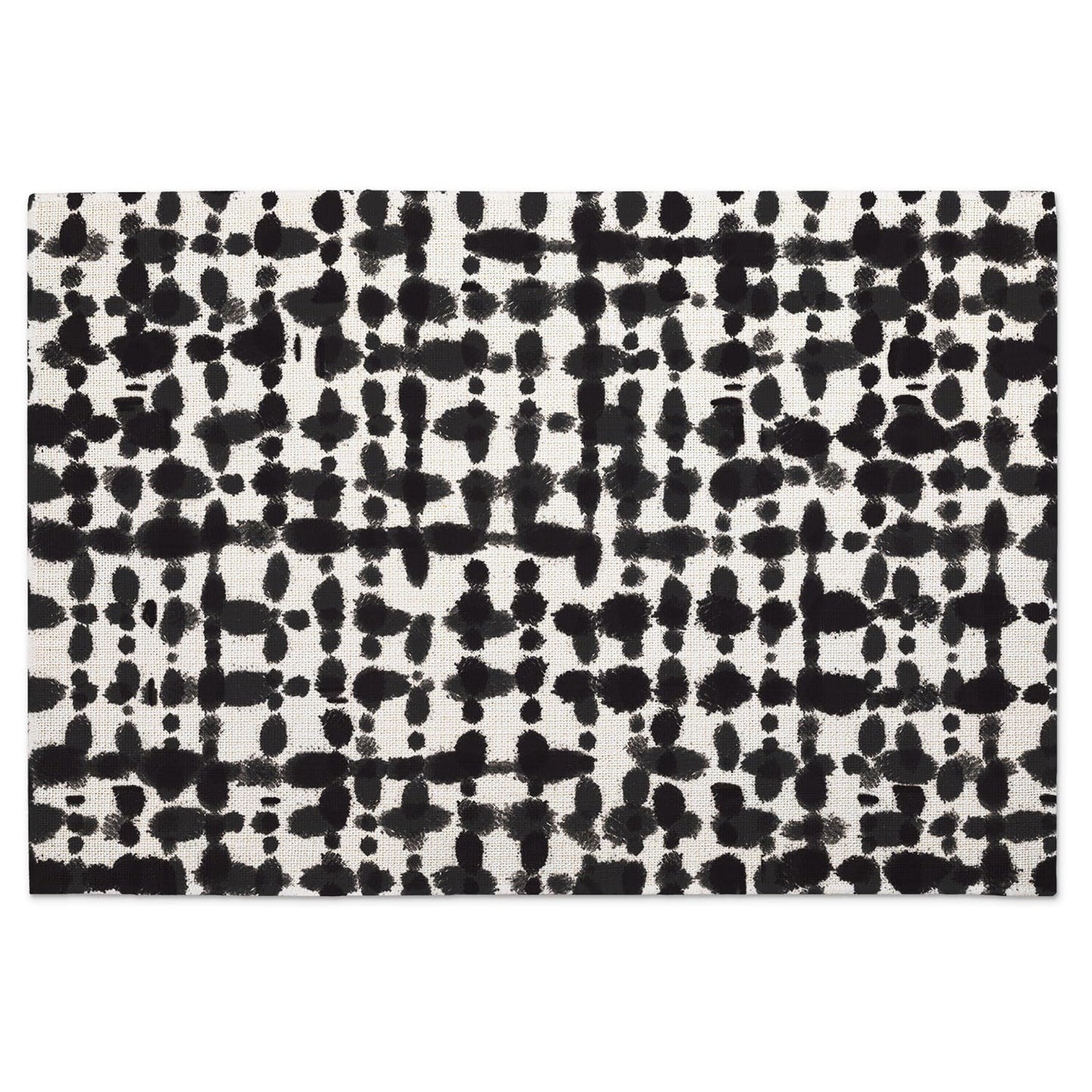 Highland Home Black & White 4-Pack Poly-Cotton Blend Fabric Placemats 18" x 12" Manufactured in The USA