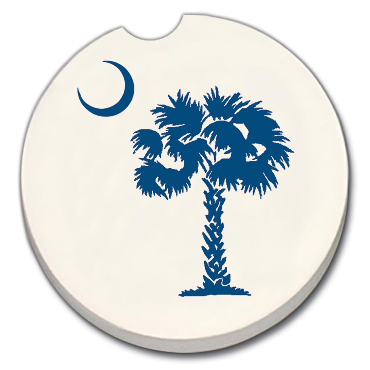 CounterArt Palmetto Blue Single Absorbnent Stone Coaster for Vehicle Cup Holder 2.6” Diameter Manufactured in The USA