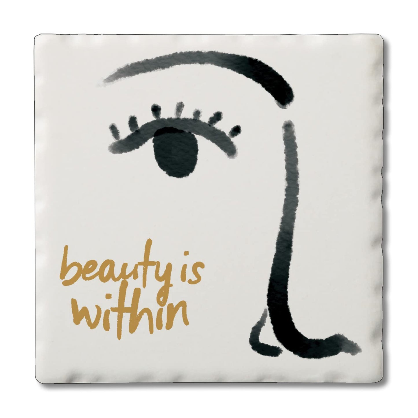 Thirstystone Beauty Within Single Tumbled Tile Stone Coaster with Protective Cork Backing Manufactured in The USA 4" Square, Colorful, Artistic, Easily Wipes Clean