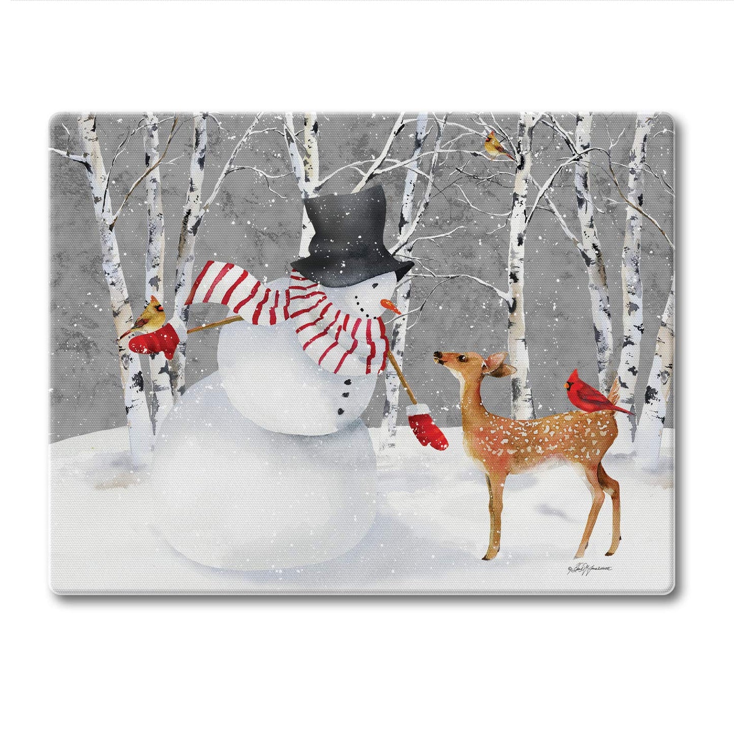 CounterArt Snow Day 3mm Tempered Glass Cutting Board 10” x 8” Manufactured in the USA