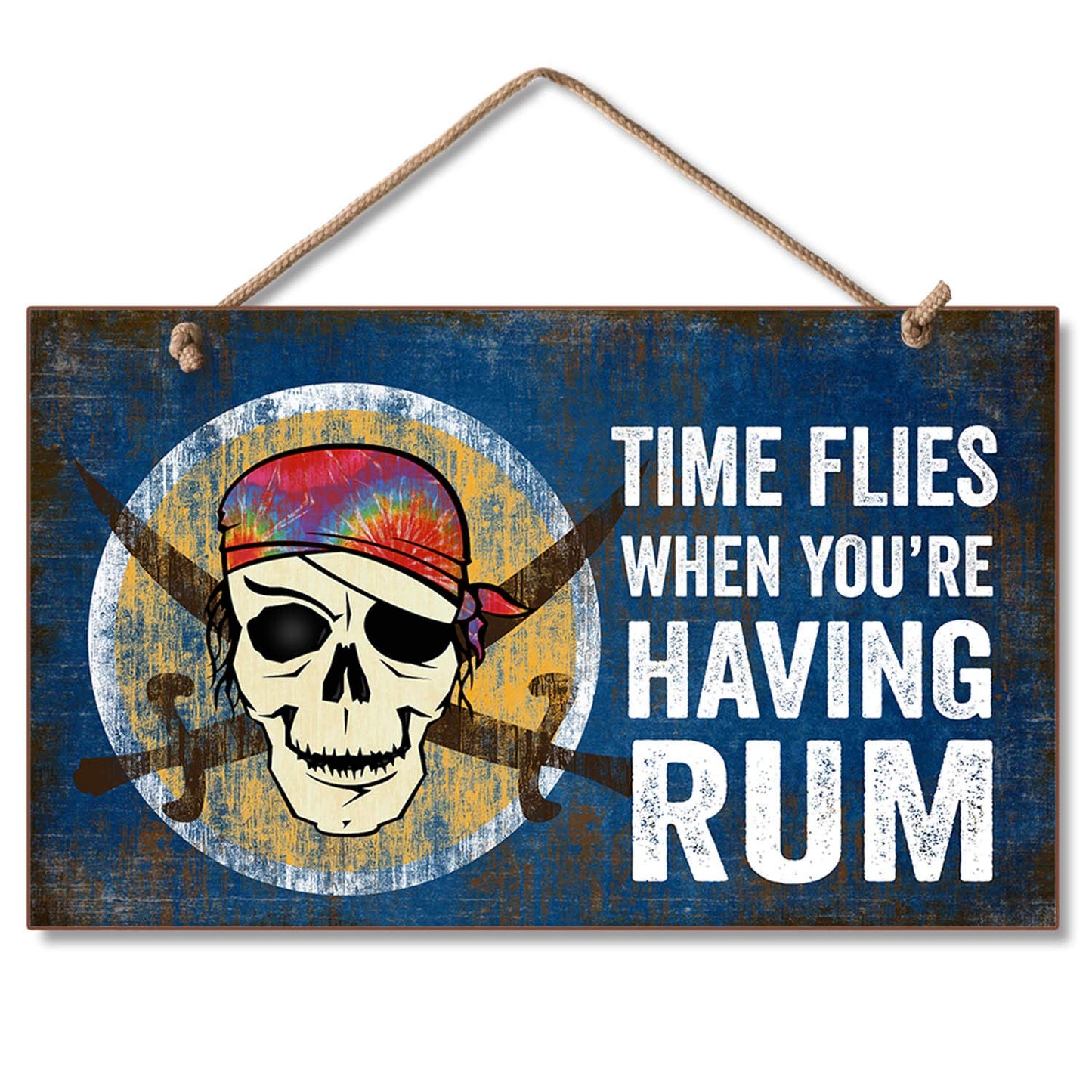 CounterArt Time Flies Decorative Hanging Wood Wall Sign 9.5” x 5.75” Made in the USA Features Braided Rope Hanger