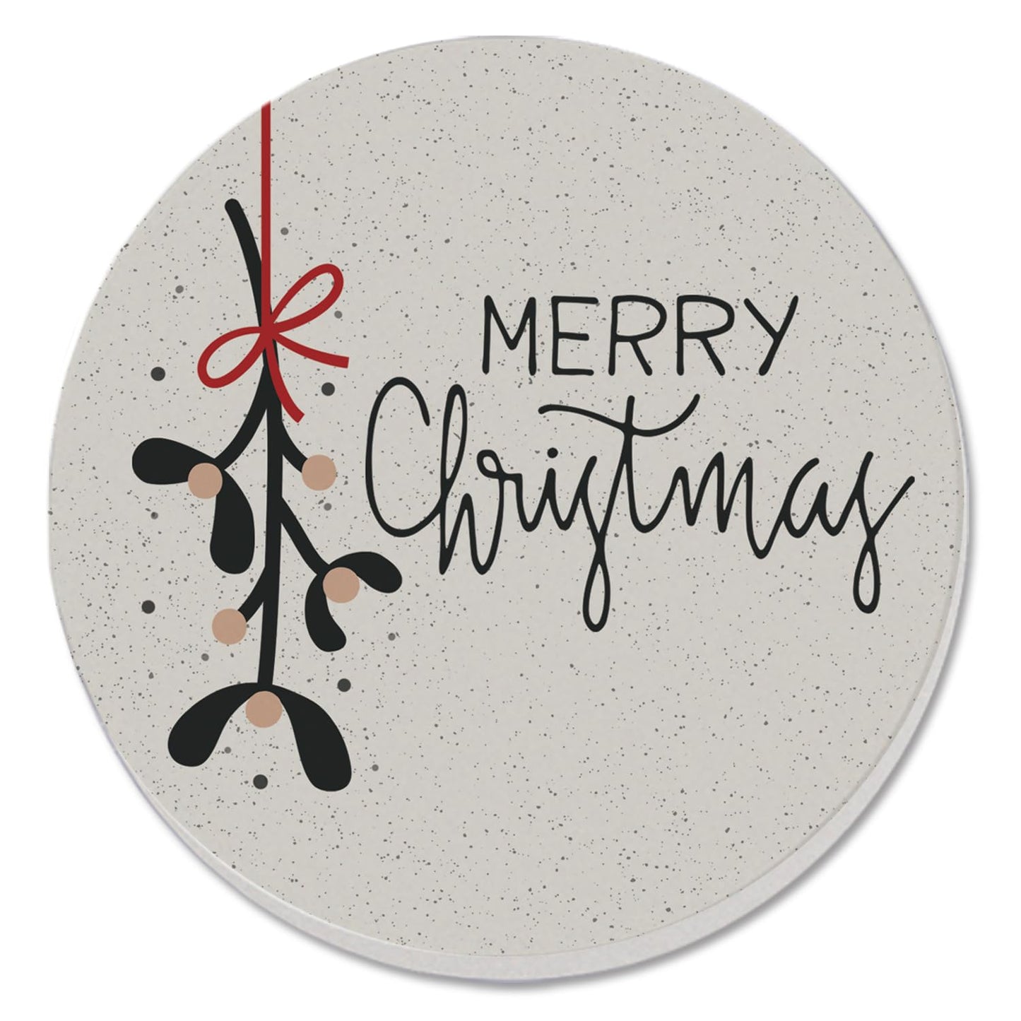 Thirstystone Mistletoe Christmas Single Round Absorbent Stone Coaster with Protective Cork Backing Manufactured in The USA 4" Diameter