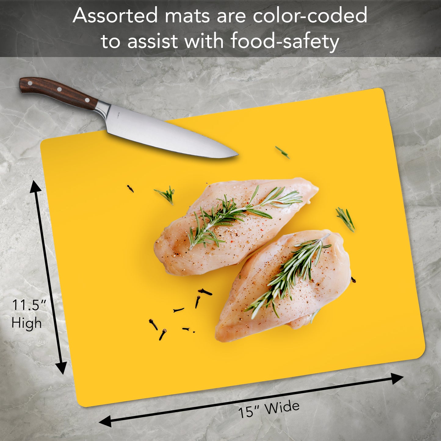 Cut N' Funnel Color Coded Flexible Plastic Cutting Board Mats 4 Pack Made in the USA BPA Free, Dishwasher Safe 11.5” x 15”