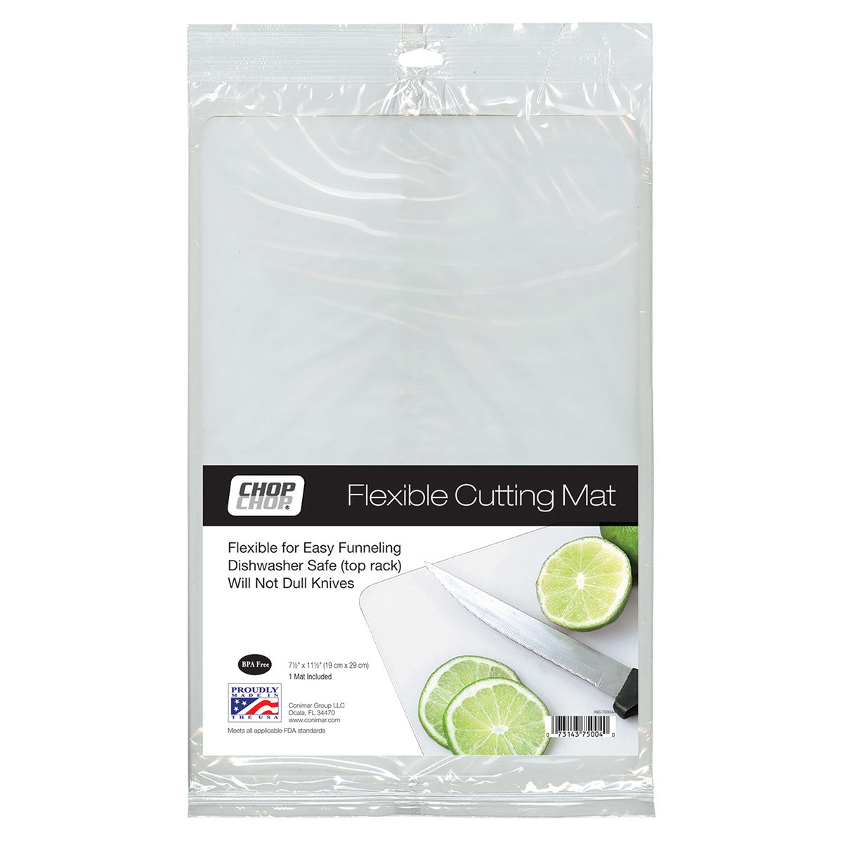 Cut N' Funnel Junior Clear Flexible Plastic Cutting Board Mat Made in the USA of BPA Free Flexible Plastic, Funnels and Easy to Clean