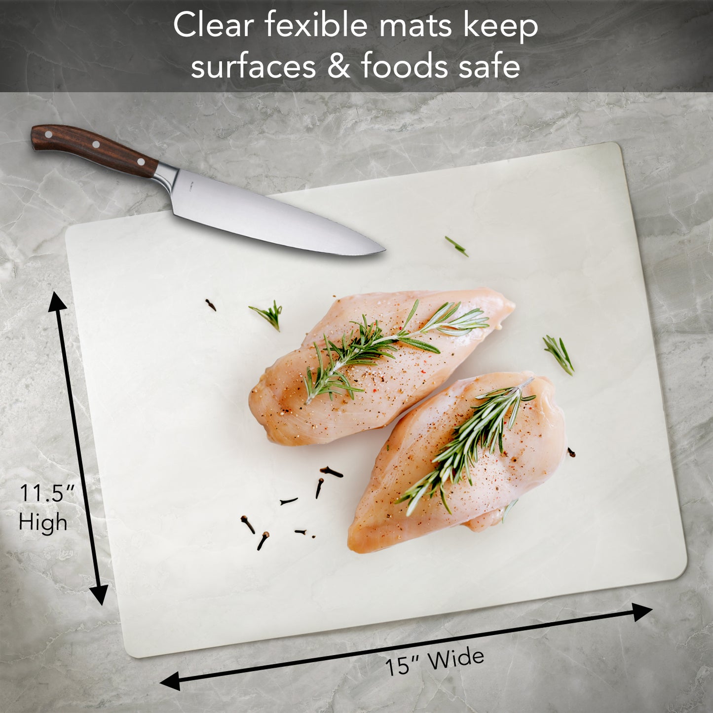 Cut N' Funnel Flexible Cutting Board Mats Set of 2, Clear Frosted, Made in the USA of BPA Free Food Grade Plastic, 11.5” x 15”