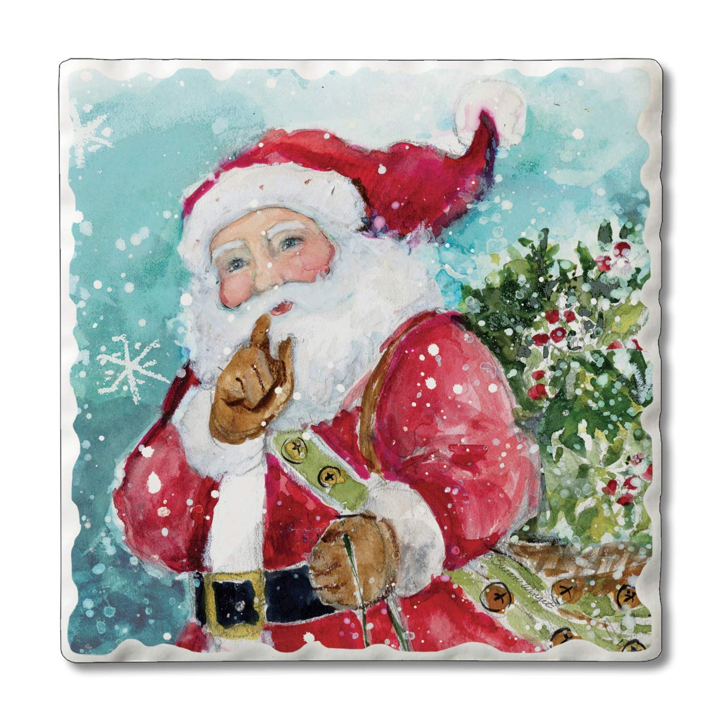 Thirstystone Quiet Santa Single Tumbled Tile Coaster Manufactured in The USA Decorative, Stylish, Craft Your Own Collection