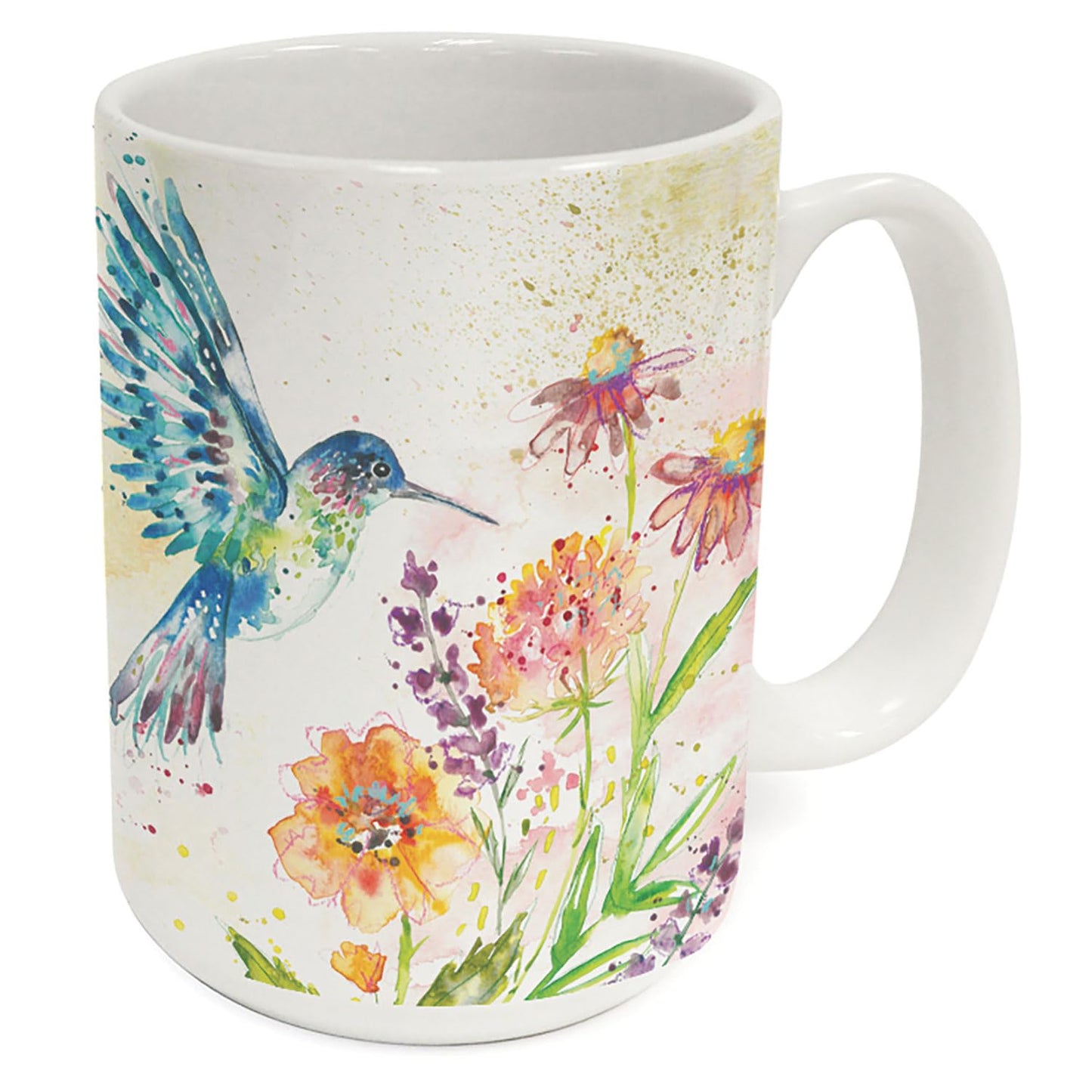 Highland Home Hummingbird Flight Large Decorative Ceramic Mug 15 oz. Manufactured in the USA