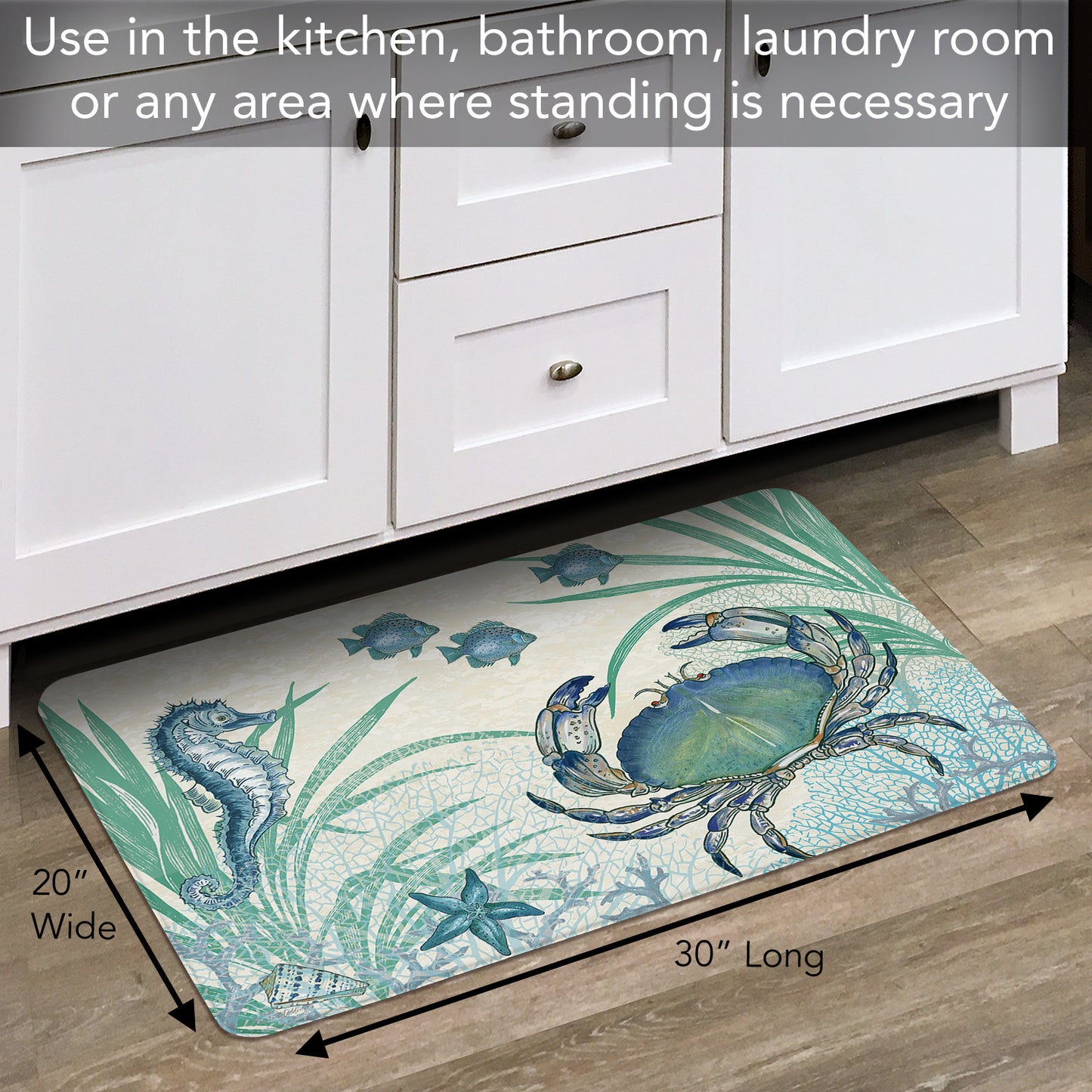 Oceana 30” x 20” Decorative Vinyl Comfort Floor Mat  Manufactured in the USA