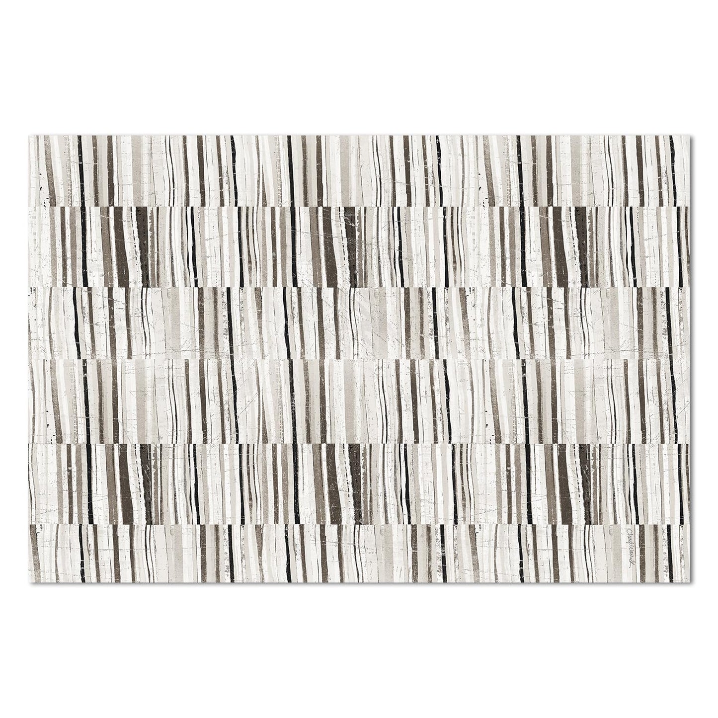 Highland Home Neutral Stripes Deco-Floormat, Decorative Mat, Designer Rug, Waterproof, Low Profile, Eco-Friendly Non Slip, Made in The USA