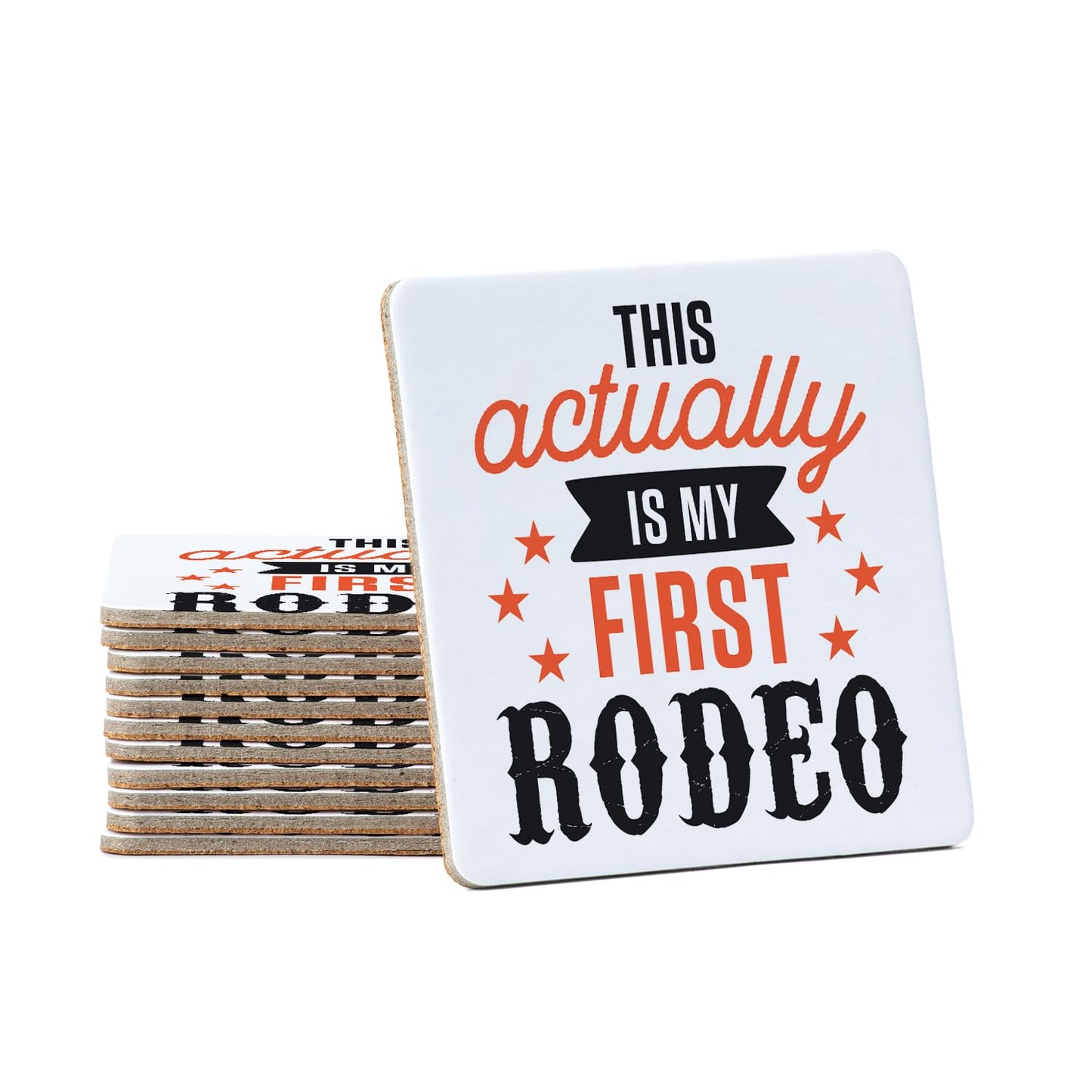 Thirstystone My First Rodeo 12-Pack Cork Back Paper Bar Coasters Made in The USA Humourous Quotes Attractive Designs