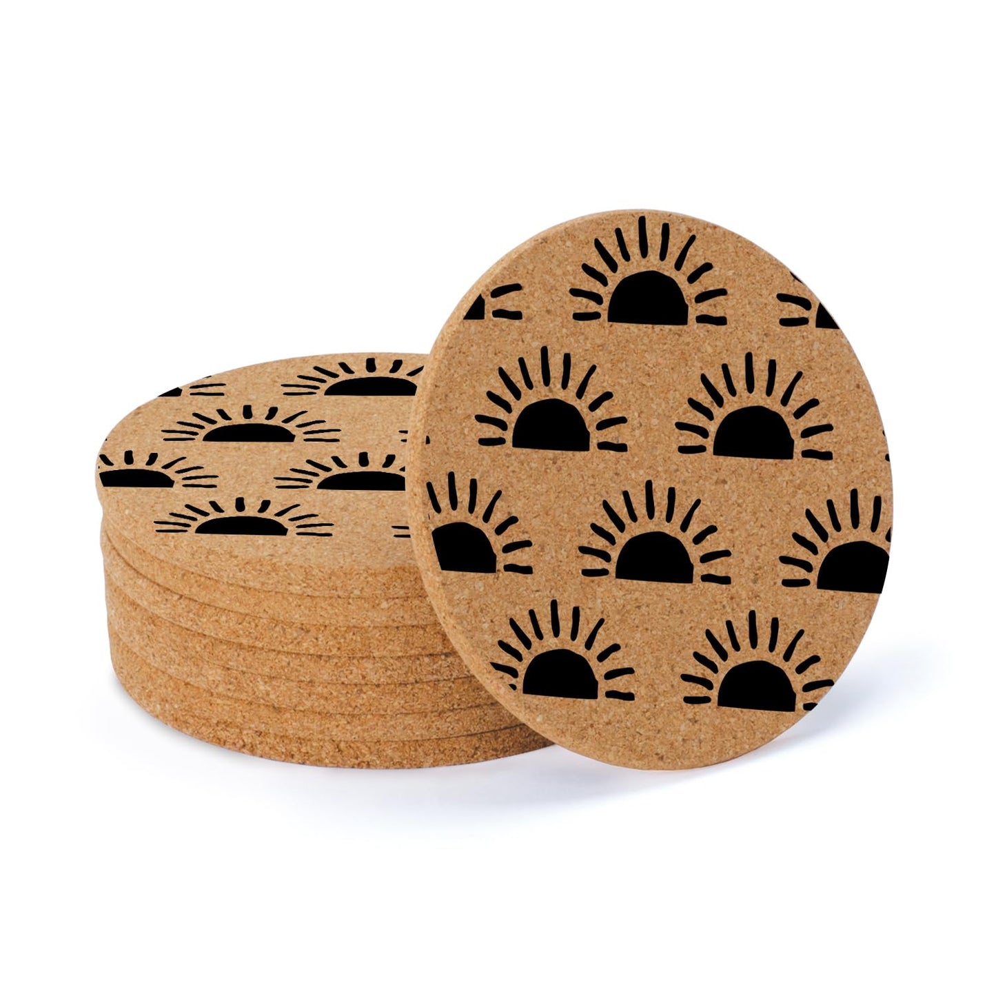 Thirstystone Sunrise 8-Pack Thick Natural Cork Coasters Manufactured in The USA Eco-Friendly Absorbent Durable