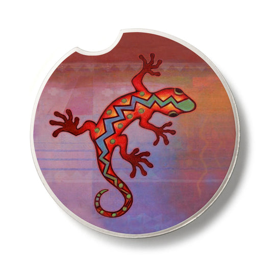 Thirstystone Colorful Gecko Single Absorbent Stone Coaster for Vehicle Cup Holder 2.6” Diameter Manufactured in The USA