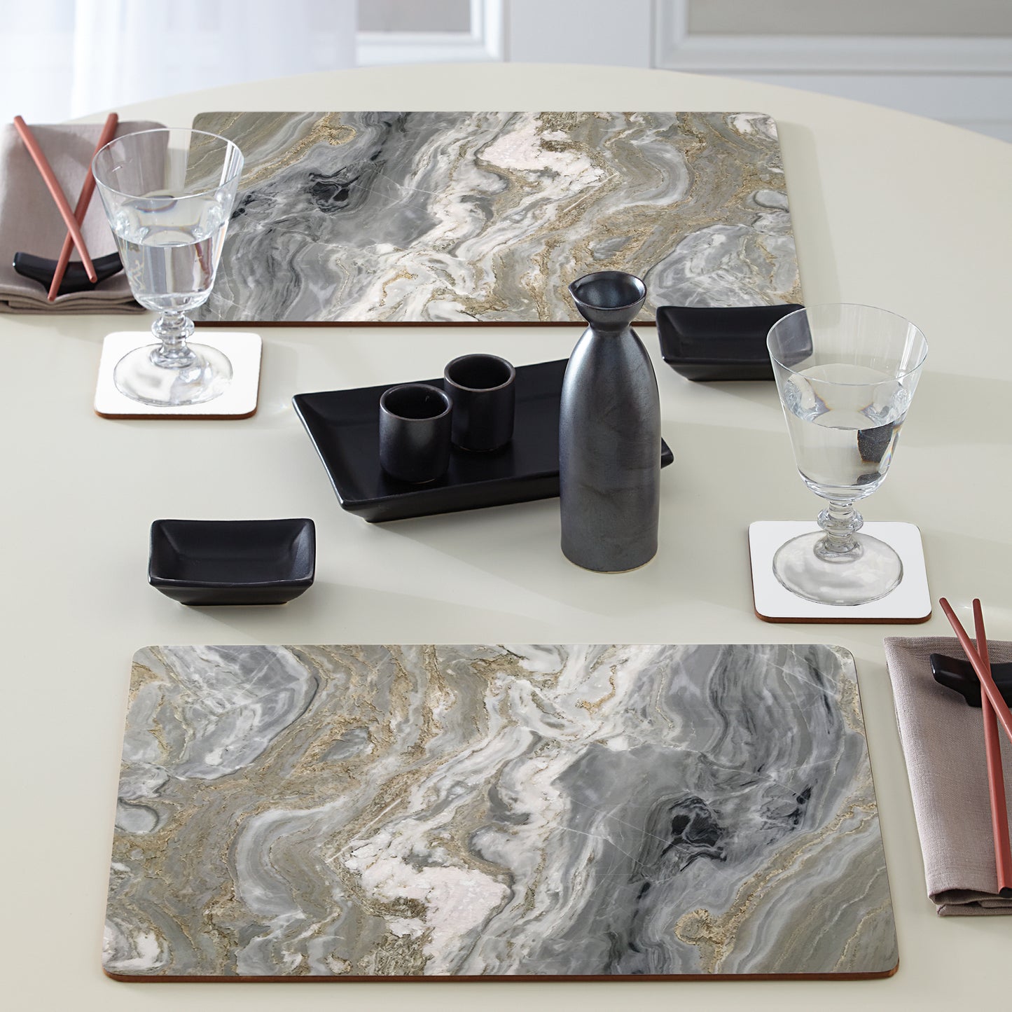 CounterArt Quartz Premium Decorative Hardboard Tabletop Placemats 4-Pack Manufactured in The USA Heat Tolerant and Easily Wipes Clean