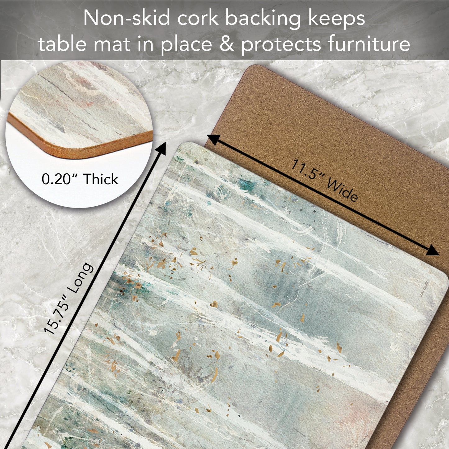 CounterArt Woodland Walk Premium Decorative Hardboard Tabletop Placemats 4-Pack Manufactured in The USA Heat Tolerant and Easily Wipes Clean