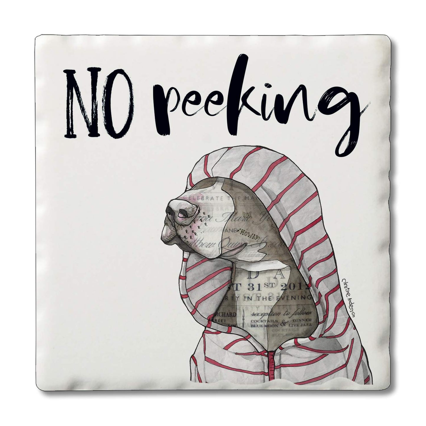 Thirstystone No Peeking Dog Single Tumbled Tile Coaster Manufactured in The USA Adorable, Create Your Own Collection