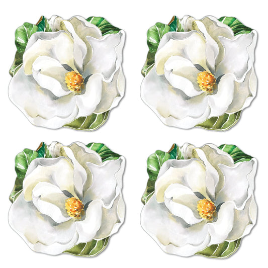 CounterArt 4 Pack Magnolia/Hydrangea Reversible Shaped Easy Care Placemats Made in the USA