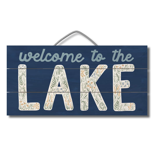 Lakeside Days Decorative Slatted Pallet Wood Sign 12" by 6" Wire Hanger Doubles as an Easel