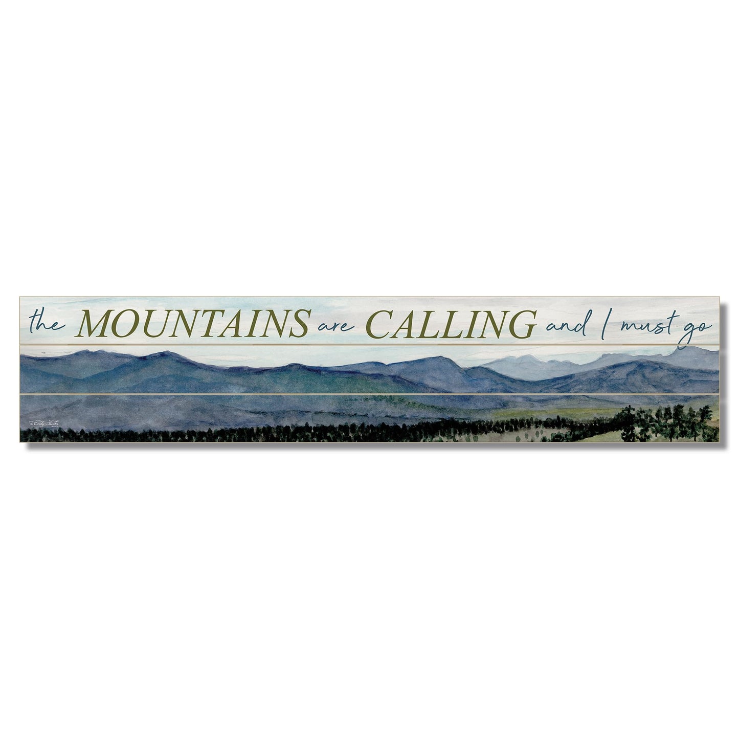 Highland Home Mountains Calling Horizontal Decorative Indoor/Outdoor Pallet Wood Sign 36" by 7.5" Made in the USA