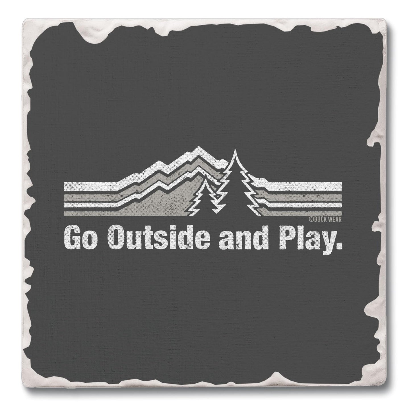 Thirstystone Go Outside Single Tumbled Tile Stone Coaster with Protective Cork Backing Manufactured in The USA 4" Square