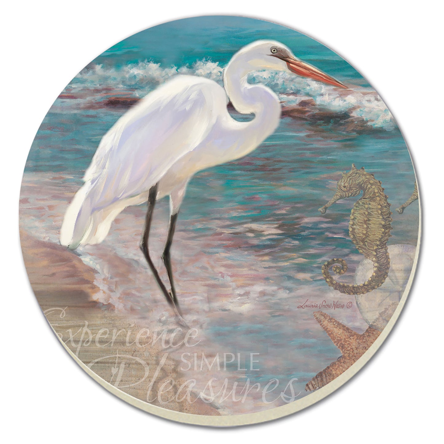 Thirstystone Experience Heron 4 Pack Round Absorbent Stone Coasters 4" Diameter Manufactured in the USA