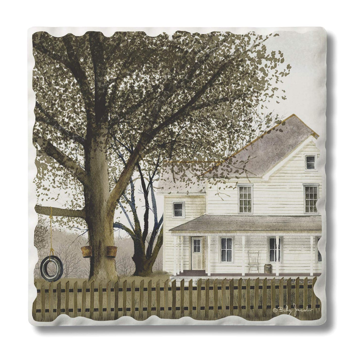 Thirstystone Grandma's House Single Tumbled Tile Stone Coaster with Protective Cork Backing Manufactured in The USA 4" Square, Artistic, Easily Wipes Clean