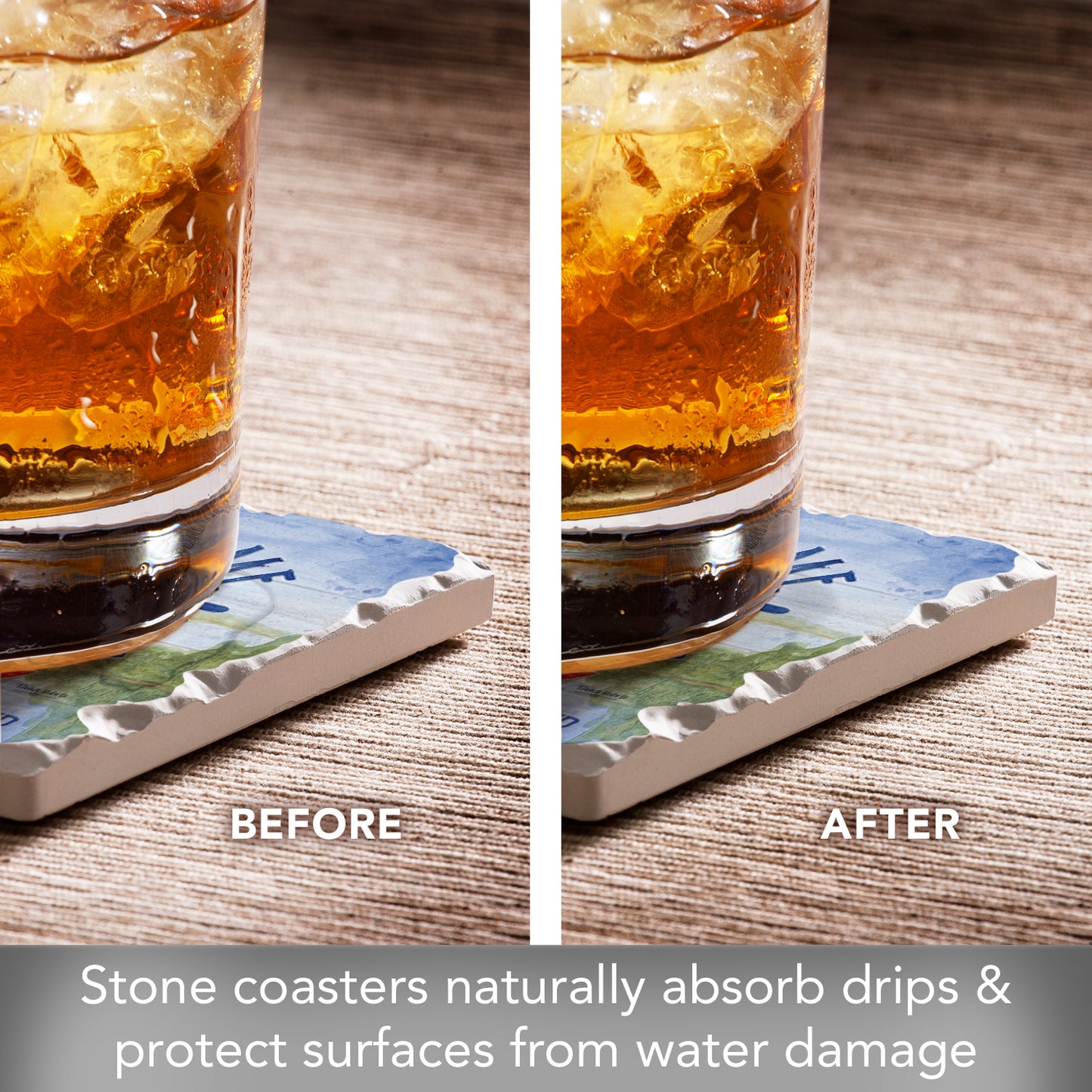 Thirstystone Lake House Greetings 4-Pack Assorted Tumbled Tile Stone Coasters Manufactured in The USA 4" Square