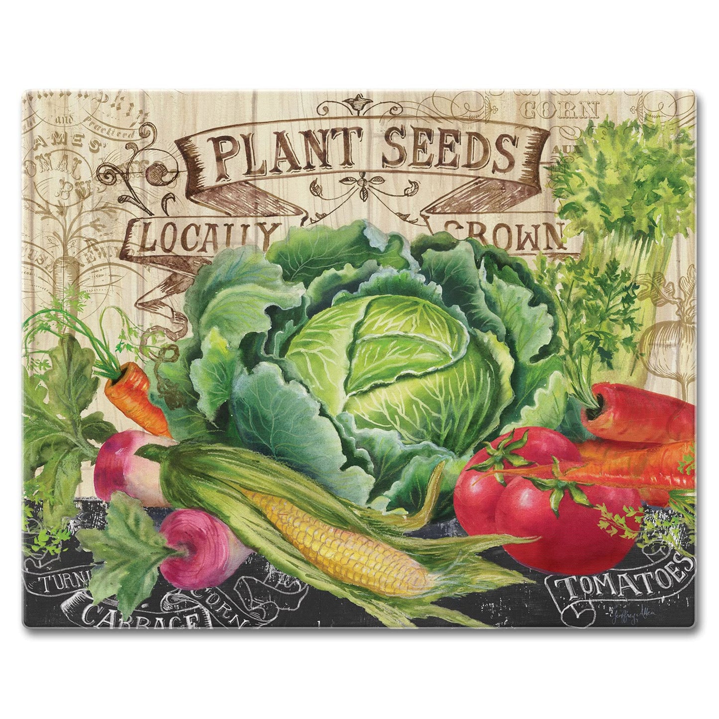 CounterArt Our Farm 3mm Tempered Glass Cutting Board 15” x 12” Manufactured in the USA
