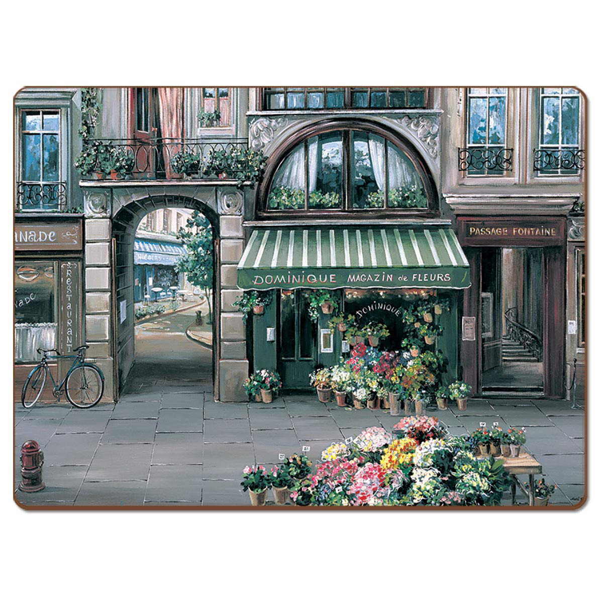 Cala Home Village Square Premium Decorative Hardboard Tabletop Placemats 4-Pack Manufactured in The USA Heat Tolerant and Easily Wipes Clean