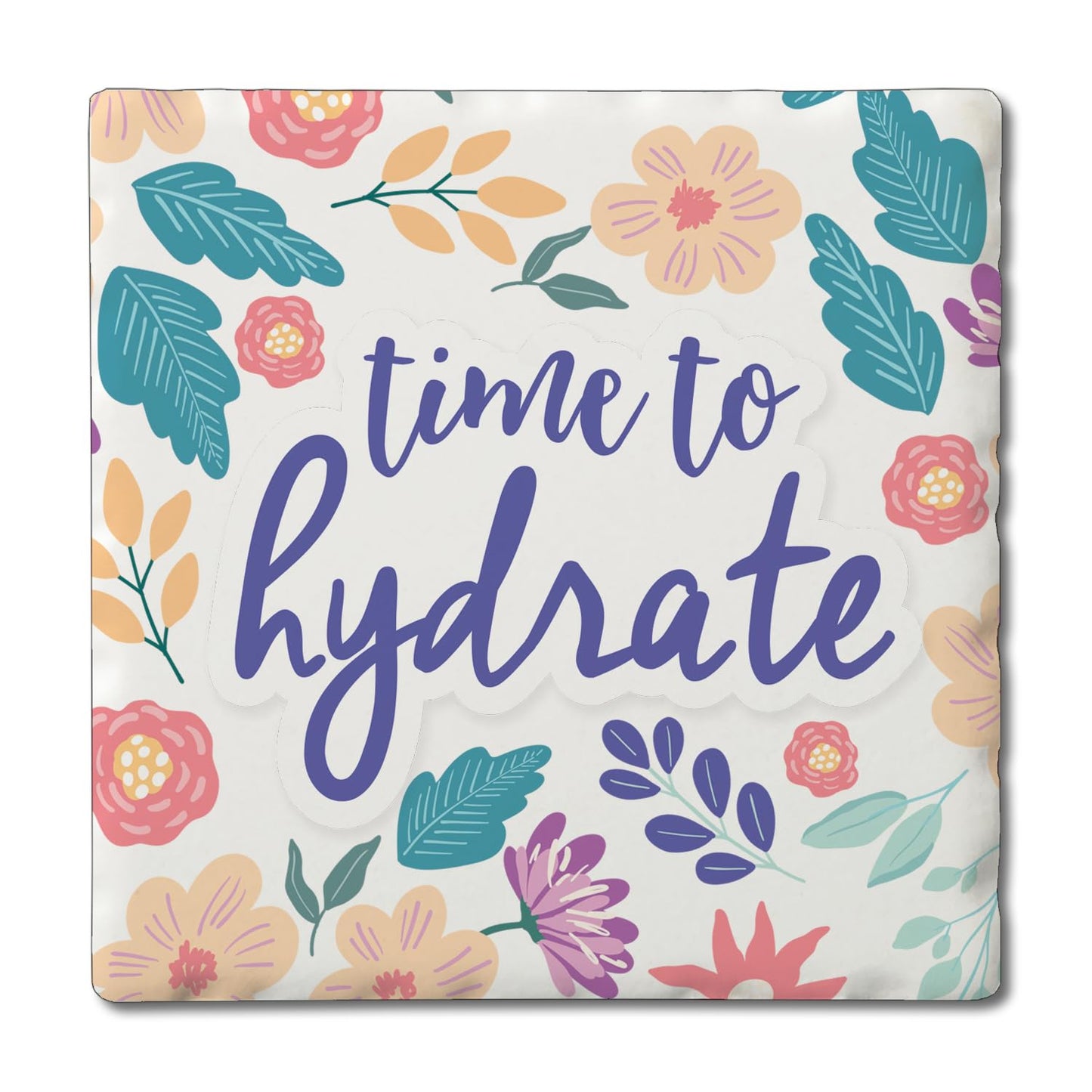 Thirstystone Hydrate Single Tumbled Tile Stone Coaster with Protective Cork Backing Manufactured in The USA 4" Square, Artistic, Easily Wipes Clean
