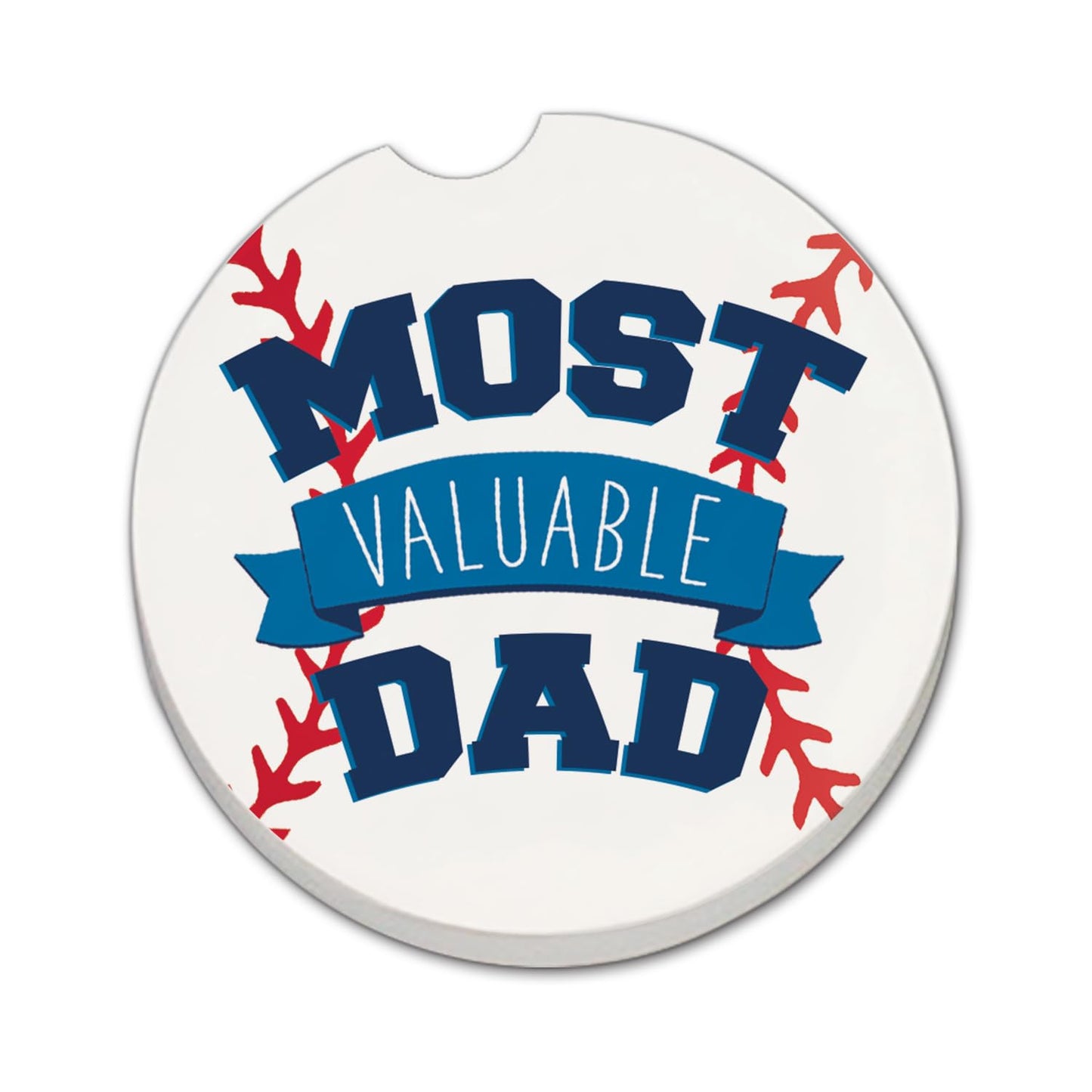 Thirstystone Most Valuable Dad Single Absorbent Stone Coaster for Vehicle Cup Holder 2.6” Diameter Manufactured in The USA