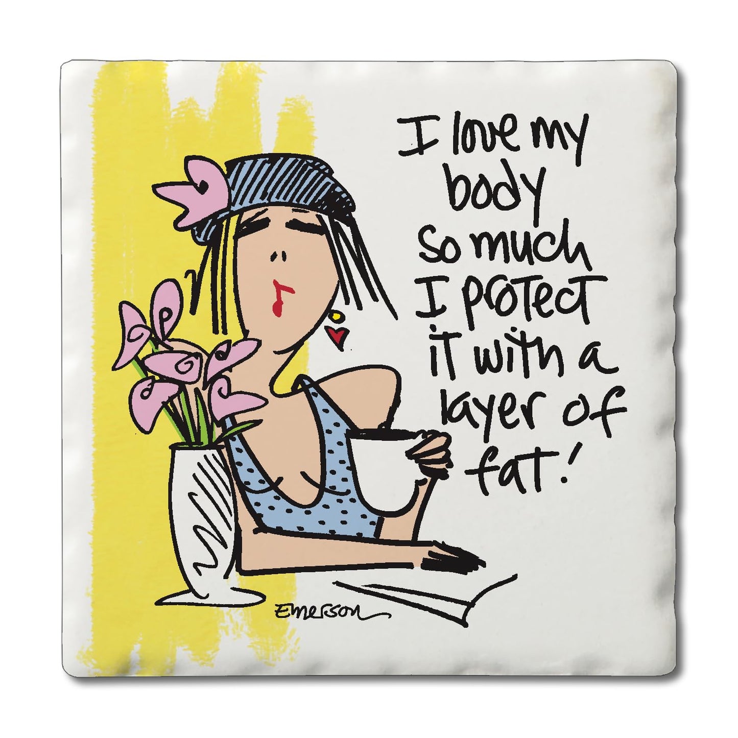 Thirstystone Love My Body Single Tumbled Tile Coaster Manufactured in The USA Humorous, Stylish, Single Coasters Allow You to Create Own Set