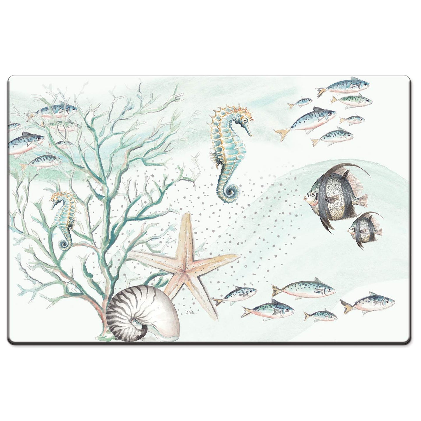 Counterart Ocean Treasures 30” x 20” Decorative Vinyl Comfort Floor Mat, Manufactured in The USA, Waterproof, Reduces Muscle Fatigue, Easily Wipes Clean