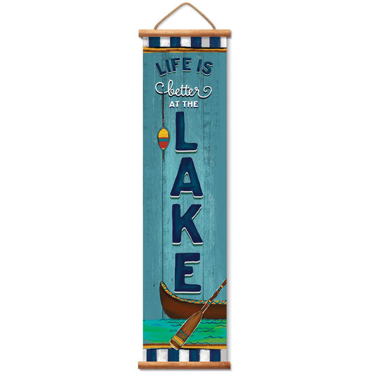 Lake Welcome Indoor/Outdoor Vinyl Hanging Entryway Sign Made in the USA
