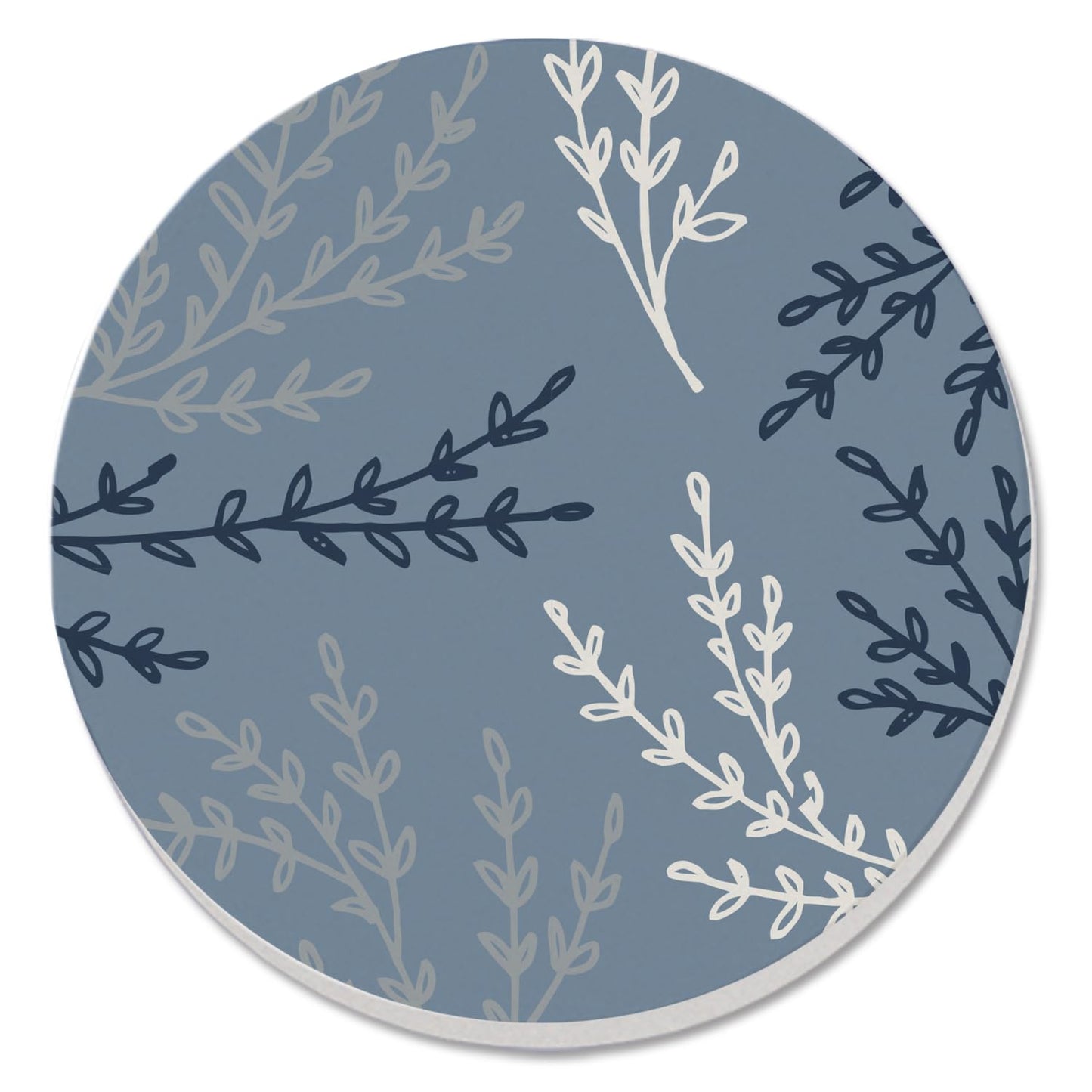 Thirstystone Blue Branches Single Round Absorbent Stone Coaster with Protective Cork Backing Manufactured in The USA 4" Diameter