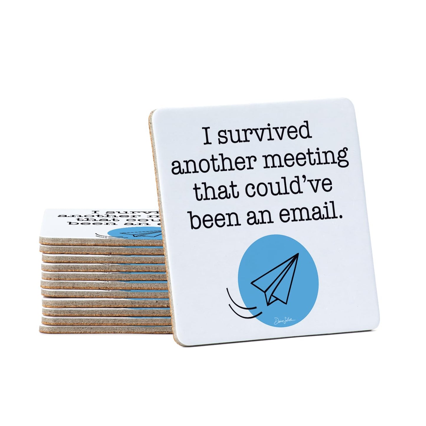 Thirstystone Email 12-Pack Cork Back Paper Bar Coasters Made in The USA Humourous Quotes Attractive Designs