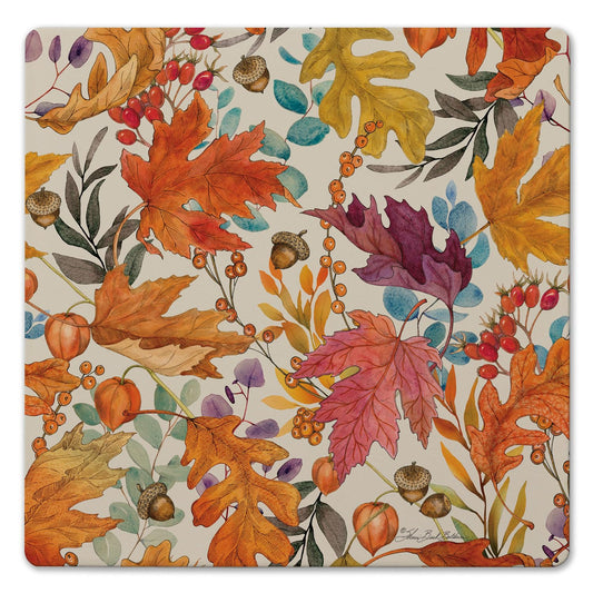 Thirstystone Autumn Colors Decorative Heat Tolerant Stone Trivet with Non-Skid Cork Backing 8” Square