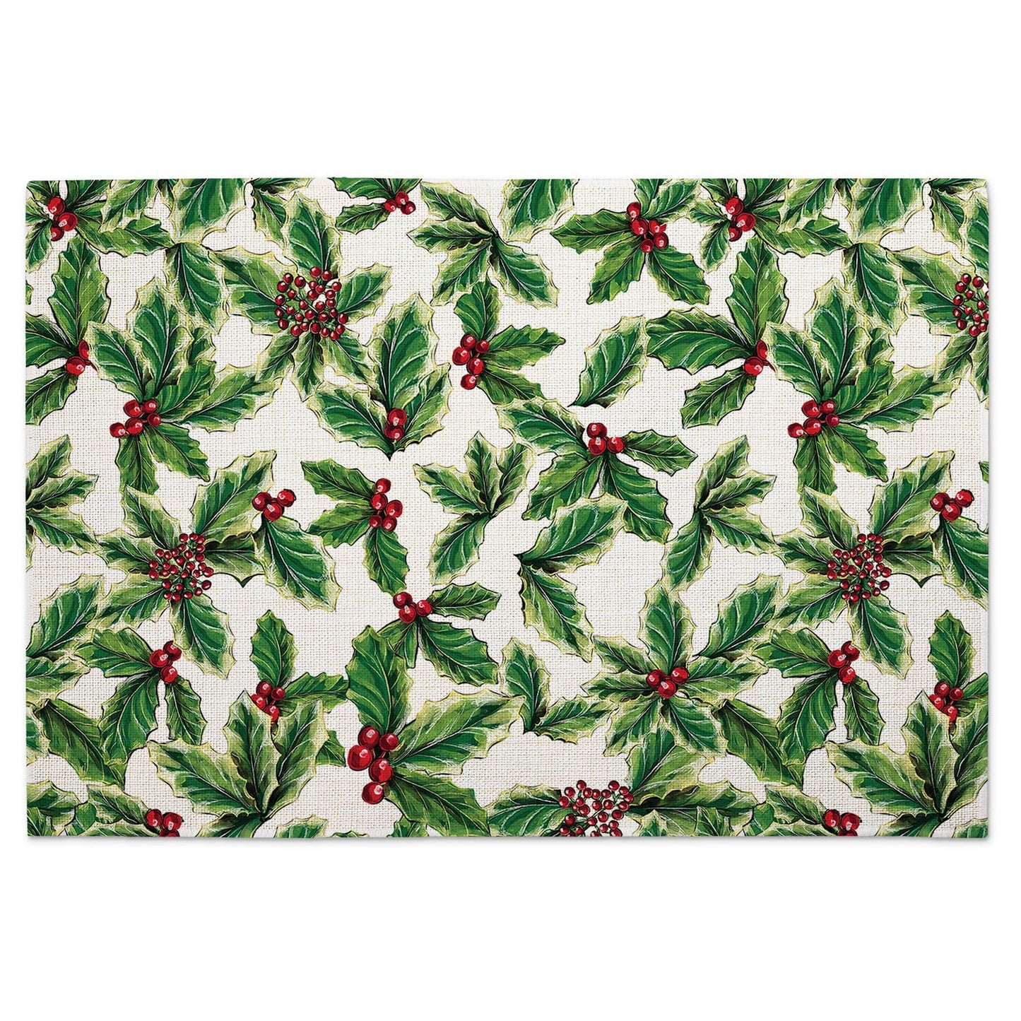 Highland Home Grand Christmas 4 Pack Poly-Cotton Blend Fabric Placemats 18" x 12" Manufactured in The USA
